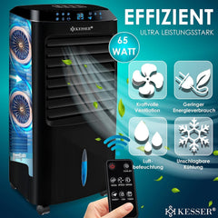 KESSER Mobile Klimaanlage 4in1 Luftkรผhler โ Air Cooler mit Fernbedienung & Timer, 10L Wassertank, Ionisator & Luftbefeuchter, Ventilator Klimagerรคt