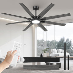 Airwit 183cm Deckenventilator mit Beleuchtung Extra Groß, Verbundholz Outdoor Leise Deckenventilator mit Licht und Fernbedienung, Lampe mit Ventilator