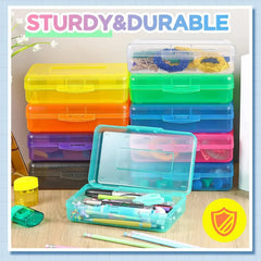 100-piece set. Large-capacity transparent pencil case. Large-capacity hard plastic crayon case. Large-capacity classroom storage box. Suitable for both boys and girls (in various colors)