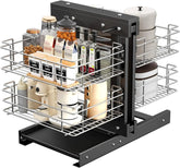 36" Blind Corner Pull Out Organizer,2 Tier 4 Shelf Kitchen Cabinet Organizer, Chrome Carbon Steel Storage Basket, Left Open & Right Open Compatible,for Blind Corner Kitchen or Bathroom Cabinet
