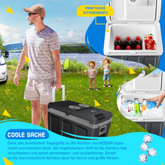 KESSER Nevera elΓ©ctrica portΓ‘til 40L con Ruedas | Calienta y enfrΓa | TermoelΓ©ctrica | Mini Nevera | 12V y 230V | para Coche, Camping y Enchufe | Modo