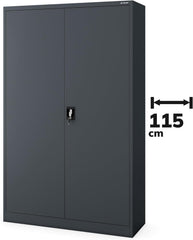 Jan Nowak Metallschrank Jan II 185 x 115 x 40 cm - Aktenschrank abschließbar mit 2 Türen, Mehrzweckschrank mit 5 Ebenen, Büroschrank aus Stahlschrank