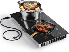Induction Cooktop 2 Burners, 12 Inch Bulit-in & Countertop Induction Stove with Plug 110V-120V, 9 Power Levels Electric Stove 1800W, Child Lock, Timer