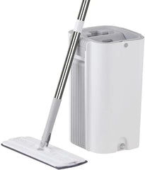 A handless flat mop set, suitable for household cleaning, with a mop bucket that can be used for both dry and wet cleaning.