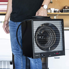 Portable Heater (240V) Portable Electric Garage Heater Heats Up to 600 sq. ft. with 6-Foot Cord Wrap and Carrying Handle | 5600 Watt Portable Electric Shop Heater for Garage and Work Shop