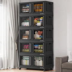 600 sets of stackable storage boxes with lids and doors, 6 sets of plastic coat closets and storage drawers with wheels, large foldable storage boxes, household and office cabinets