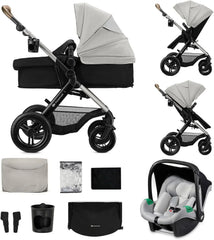 Kinderkraft MOOV XL 3 en 1, Carrito bebé hasta 27 kg, Carro, Con Asiento I-SIZE 40-75 cm, Plegable, Amortiguación, Convertible, Capazo XL, Con