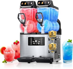 FOHERE Kommerzielle Slush Maschine, 30L Tanks Slush Eis Maschine,Unabhängige Tank Kontrolle, Slushie Maschine für Restaurants Café Bars Party