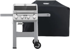 Grills 4-Burner Liquid Propane Gas Grill, Silver Stainless Steel Grill Outdoor Patio Garden Barbecue Grill with Clearview® Lid and One Foldable Shelf, Mesa400MF