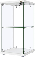4 Layers 15.7''W x 15.7''D x 62.6''H Glass Display Cabinet Countertop Showcase with Lock, 5mm Tempered Glass 25mm MDF Base