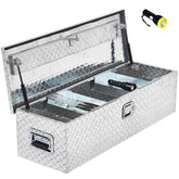 48 Inch Diamond Plate Truck Bed Tool Box with Shelf Silver