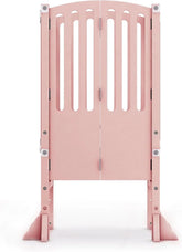 Infant Tower Stool - Modern Style - White: A foldable and height-adjustable Montessori wooden learning furniture with a fixed device