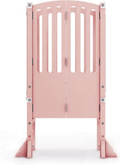Infant Tower Stool - Modern Style - White: A foldable and height-adjustable Montessori wooden learning furniture with a fixed device