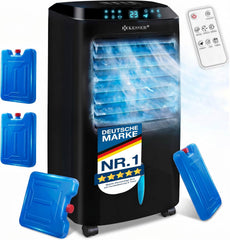 KESSER Mobile Klimaanlage 4in1 Luftkรผhler โ Air Cooler mit Fernbedienung & Timer, 10L Wassertank, Ionisator & Luftbefeuchter, Ventilator Klimagerรคt