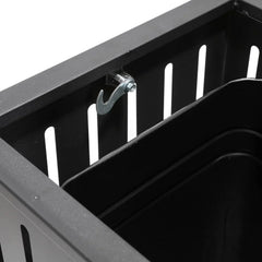 Outdoor trash bin top tray matte black stainless steel commercial waste storage box with lock cover. Heavy-duty industrial garden garage garbage container, dimensions: 35.5 * 15.8 * 15.8 inches.