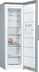 Bosch - Congelador Vertical NoFrost, Serie 4, alto 186 x ancho 60 cm, 242 L, Cajones BigBox para alimentos grandes, Sistema Multiairflow, Acero,
