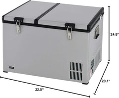 FM-65G 65 Quart Portable Refrigerator and Deep, AC 110V/ DC 12V, Real Chest Freezer for Car, Home, Camping, and RV with-8掳F to 50掳F Temperature Range, Gray, One Size