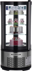 METRO Professional Kuchen-Vitrine GRV1100, Gastro, Edelstahl/Glas, 100 L, Umluftkühlung, 490W, Temperaturanzeige, automatisches Abtauen, rund, silber,