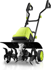 Electric Tiller, 15-Amp 18-Inch Width 9-Inch Depth Corded Tiller Cultivator 24 Durable Steel Tines Gardening Tiller with Adjustable Wheels Foldable