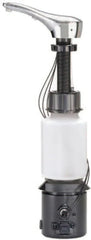 Automatic liquid soap dispenser, with a top-mounted contactless soap nozzle, capacity 34 ounces (1.0 liters), can be placed on the countertop of a public restroom, installation diameter 1-3/8 inches, chrome surface treatment.