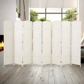 6 FT Tall Woven Fiber Room Divider, Freestanding Folding Privacy Screen