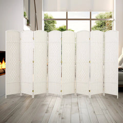 6 FT Tall Woven Fiber Room Divider, Freestanding Folding Privacy Screen