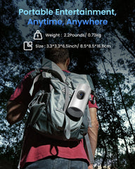 1080P intelligent portable projector, Google TV, 400 lumens, 8-watt Dolby Digital Sound, 3D activation function, HDR10 standard, mini projector with Wi-Fi and Bluetooth functions, suitable for home and outdoor use, equipped with optical filter.