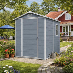 Gartenhaus Lรถnneberga 2,5mยฒ Kunststoff | Polypropylen (PP) Gerรคteschuppen witterungsbestรคndig 124 x 191 x 167/199 cm (B x T x H) grau
