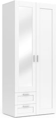IDMarket - VITO 2-door wardrobe white 80 cm with 2 drawers, mirror and shelves