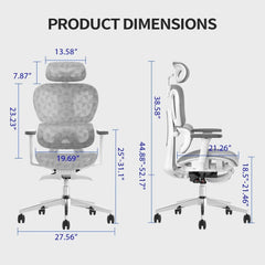 Ergo3D Ergonomic Office Chair -- High Back Mesh Desk Chair with 3D Adjustable Armrests, Wheels, for Home and Office (Black)