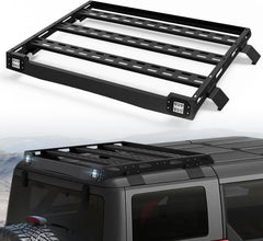 Full Size Roof Rack Cargo Basket Compatible with 2010-2024 Toyota 4Runner 5th Gen with 4 Lights, Overland Rooftop Luggage Storage Holder, Platform Style Cargo Carrier for Outdoors Gear