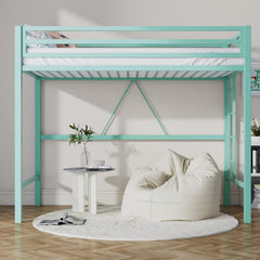 Loft Bed Twin Size with Ladder and Guardrail,Heavy Duty Metal Slats Support No Box Spring Needed Small Space Saving Furniture for Bedroom Dorm,Black