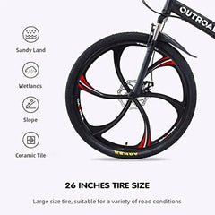 26-Inch Folding Mountain Bike for Adults, 21-Speed, Dual Suspension