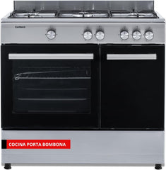 Corbero - Cocina de gas butano 5 fuegos | CC510GB90X | 80x90x60 | Horno de 60L con puerta doble | Wok en medio| Encendido Manual | Cajón