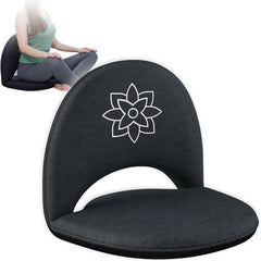 Mindful Modern Meditation Chair | Adjustable Floor Chair with Back Support | Padded Floor Seat for Posture Support and Comfort | Portable Folds Flat for Storage | Indoor/Outdoor Use | Slate Grey