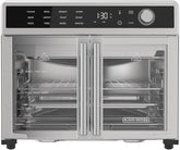 Fryer Toaster Oven Combo, 12 in 1 Countertop Convection Oven Cooks Food Fast, Fits a Whole Pizza or 6 Toast Slices, French Doors with Stainless Steel Finish