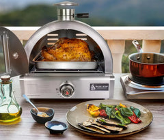 MAPZ-SS 12000 BTU Multi-Fuel Countertop Table Top Stainless Steel Portable Outdoor Cooking Kitchen Backyard Propane Gas Pizza Making Baking Oven Roasting Grill - Pizza Stone Included