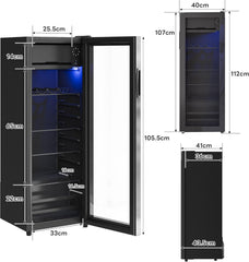 Merax Kühlschrank 128L, Freistehend Getränkekühler mit 120L-Kühlschrank + 8L-Gefrierschrank, mit LED-Innenbeleuchtung und Verstellbare Einlegeböden,