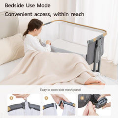 Maydolly Baby Bassinet Bedside Crib, 3-in-1 Baby Bassinet Bedside Bed with Mattress and Soft, Breathable Sheet, 7-Height Adjustable, Stable and Reliable Crib for Nursery