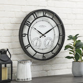 18" Bronze-Tone Outdoor Wall Clock, Weather-Resistant Plastic, Farmhouse Style