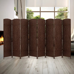 6 FT Tall Woven Fiber Room Divider, Freestanding Folding Privacy Screen