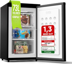 Stillstern Gefrierschrank C (73L) 4-Sterne-Gefrierfach -18°C ger. Energiever. Mini Freezer mit 3 Fächer, stufenlos reg. Temp., kleine Tiefkühltruhe,
