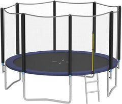 8 feet, 10 feet, 12 feet, 14 feet, 15 feet, 16 feet children's and adult trampolines. Certified by ASTM with netting. Made of thick steel plates, durable, suitable for outdoor large-scale leisure trampolines in various weather conditions, equipped wi