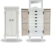 Hives and Honey Cabby Standing Jewelry Armoire – Fully Locking Wood Jewelry Storage with Mirror, 7 Drawers, Necklace Hooks, and Anti-Tarnish Lining — Turquoise
