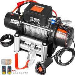 18,000 LBS Electric Winch, 12V Steel Cable Winch, Off-Road Towing Winch for ATV, UTV, Truck and Trailer