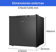 CHIQ Frigorífico Minibar capacidad 46L, Compresor incorporada, Botellero y Compartimiento Congelador, Control de Temperatura regulable, Bajo Nivel de