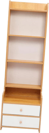 High platform bedside cabinet storage rack. Wooden bedside table with open shelves. Abundant storage space, simple design, suitable for bedroom furniture. Easy to assemble, with a rustic style and warm surface treatment.