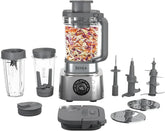 Blender and food processor combination set, Foodi powerful blender system, suitable for making smoothies, bowl foods, spreads and milkshakes, with 6 functions, 72-ounce water jug, portable cup, silver color, SS401 model.