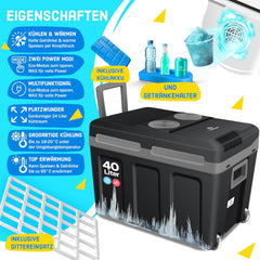 KESSER Nevera elΓ©ctrica portΓ‘til 40L con Ruedas | Calienta y enfrΓa | TermoelΓ©ctrica | Mini Nevera | 12V y 230V | para Coche, Camping y Enchufe | Modo