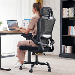 Office Chair Ergonomic Desk Chair, 330 LBS Home Mesh Office Desk Chairs with Wheels, Comfortable Gaming Chair, High Back Office Chair for Long Hours, Office Chair for Study and Work (Grey)